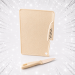Kit Tábua de Corte com Faca – Plástico Antiderrapante Bege