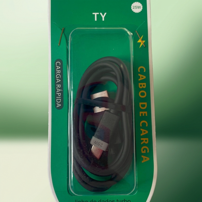 Cabo USB Tipo C 25W Carregamento Rápido e Dados – TY