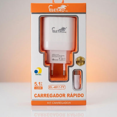 Carregador Rápido 5.1A Dual USB EL-4017-TY Bivolt