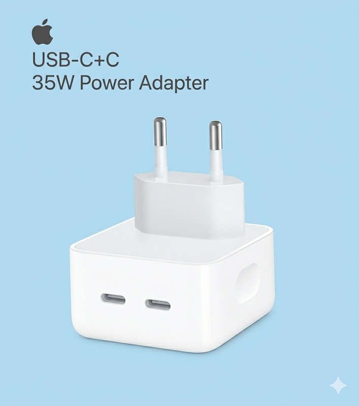 Carregador USB-C Duplo 35W Power Adapter Bivolt (Compatível iPhone e USB-C)