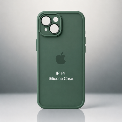 Capa Fosca Verde com Borda Reforçada para iPhone 14 com Proteção de Câmera