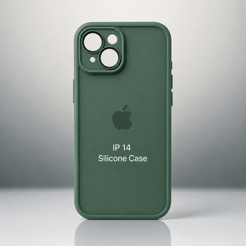 Capa Fosca Verde com Borda Reforçada para iPhone 14 com Proteção de Câmera