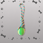 Brinquedo Mordedor para Cães com Bola de Tênis e Corda Trançada