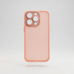 Capa Silicone Fosco Azul Escuro e Rosa Alaranjado para iPhone 15 Pro Max com Proteção de Câmera