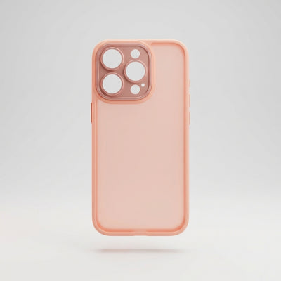 Capa Silicone Fosco Azul Escuro e Rosa Alaranjado para iPhone 15 Pro Max com Proteção de Câmera