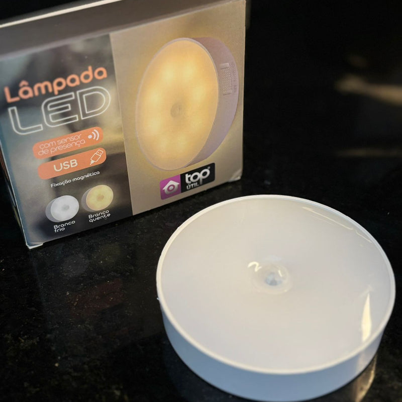 Lâmpada LED com Sensor de Presença USB Magnética – Branco Frio/Quente