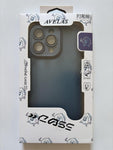 Capa Silicone Fosco Azul Escuro e Rosa Alaranjado para iPhone 15 Pro Max com Proteção de Câmera