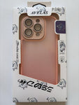 Capa Silicone Fosco Azul Escuro e Rosa Alaranjado para iPhone 15 Pro Max com Proteção de Câmera