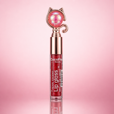 Gloss Labial CocoFlower Beauty Cat Rosa com Glitter Hidratante