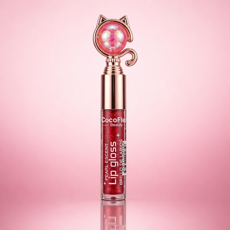 Gloss Labial CocoFlower Beauty Cat Rosa com Glitter Hidratante