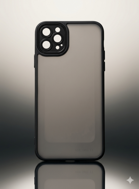 Capa Fosca Fumê com Borda Preta para iPhone 11 Pro Max com Proteção de Câmera