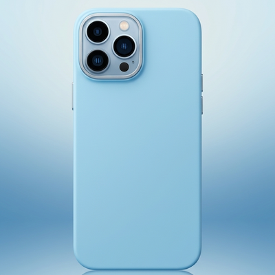 Capa Silicone Fosco Azul Claro e Escuro para iPhone 12 Pro Max com Proteção de Câmera