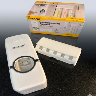 Dispensador Automático de Pasta de Dente B-MAX com Suporte para Escovas