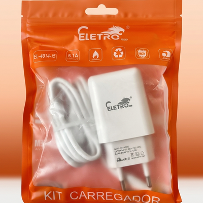 Kit Carregador Turbo 5.1A Bivolt com Cabo USB – Eletro EL-4014-I5
