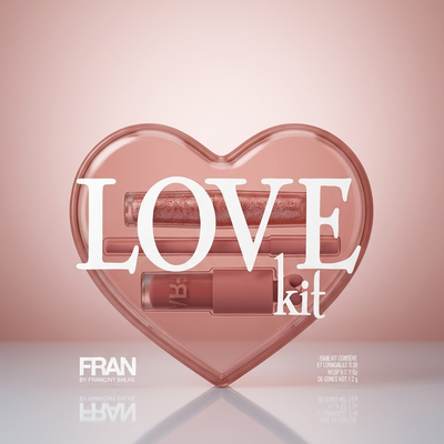 Kit Presente Love Rosa da Fran em Formato de Coração (Necessaire + Acessórios)