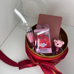 Kit Maquiagem para presente Caixa Sweet Love com Estojo de Espelho, Pincéis e Blush Líquido com Pincel Acoplado