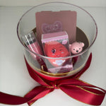 Kit Maquiagem para presente Caixa Sweet Love com Estojo de Espelho, Pincéis e Blush Líquido com Pincel Acoplado
