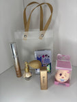 Kit Maquiagem para Presente Completo Sacolinha Premium – Máscara Vivai Glass, Batom Mágico com Flor, Espelhinho Compacto e Pó de Fada Vintage