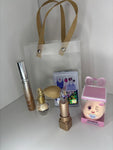 Kit Maquiagem para Presente Completo Sacolinha Premium – Máscara Vivai Glass, Batom Mágico com Flor, Espelhinho Compacto e Pó de Fada Vintage