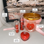 Kit Maquiagem Caixa Sweet Love – Gloss, Lip Balm de Coração, Blush Stick e Paleta e Sacola Personalizada