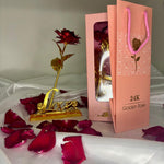 Kit Rosa de Ouro 24k com Base 