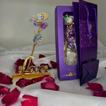 Kit Rosa de Ouro 24k com Base 