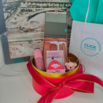 Kit Maquiagem Caixa Presente Estojo de Espelho, Pincéis e Blush Líquido com Pincel Acoplado