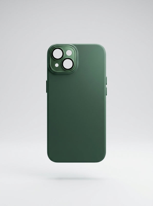 Capa Fosca Verde com Borda Reforçada para iPhone 14 com Proteção de Câmera